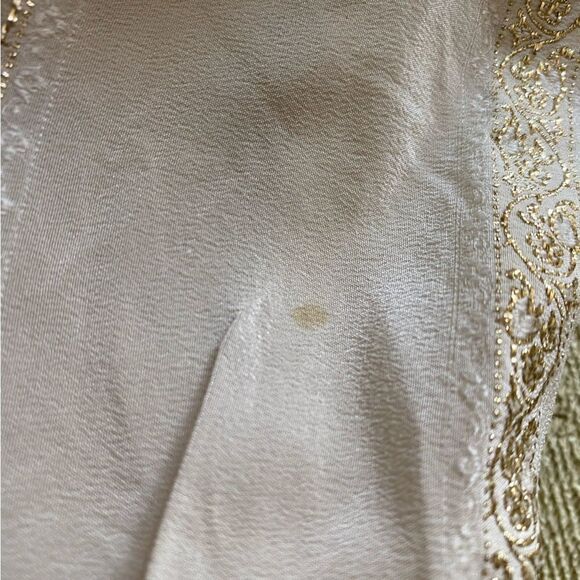 Vintage Albert Nipon Dress Cream Gold Metallic Flaw - Picture 10 of 12